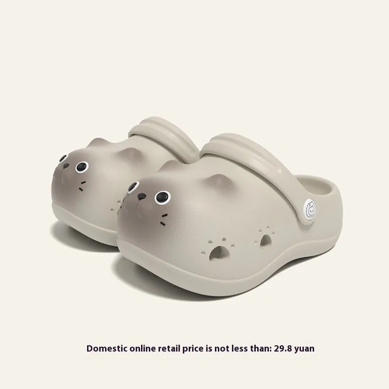 Children's closed toe slippers in grey brown, pink, and yellow, EVA foam, cartoon paradise style, sizes 130 to 180