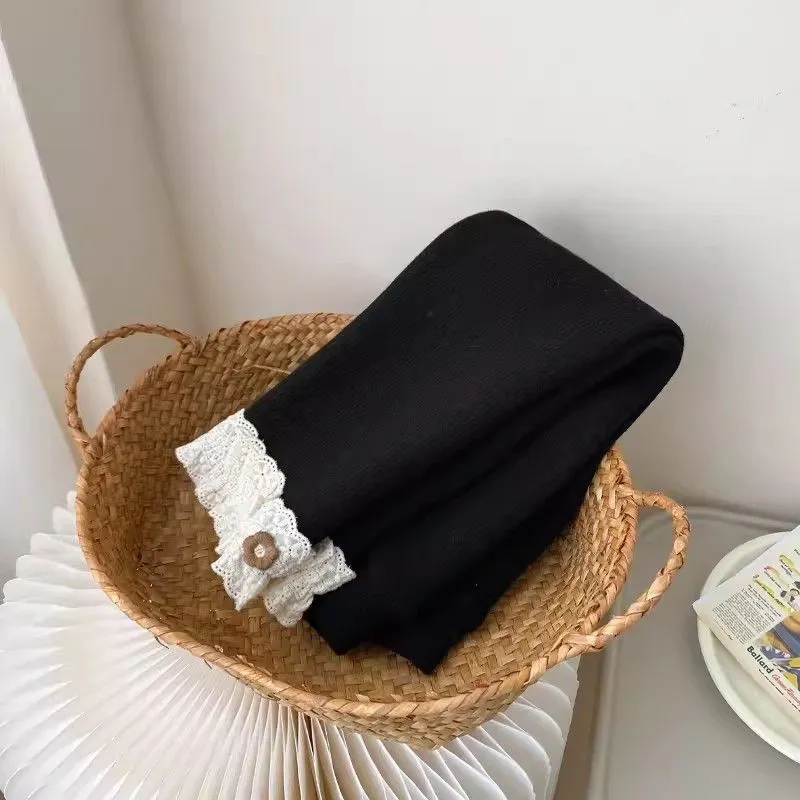 Girls velvet padded leggings in gray, black, milky white, and brown for heights 80-130cm