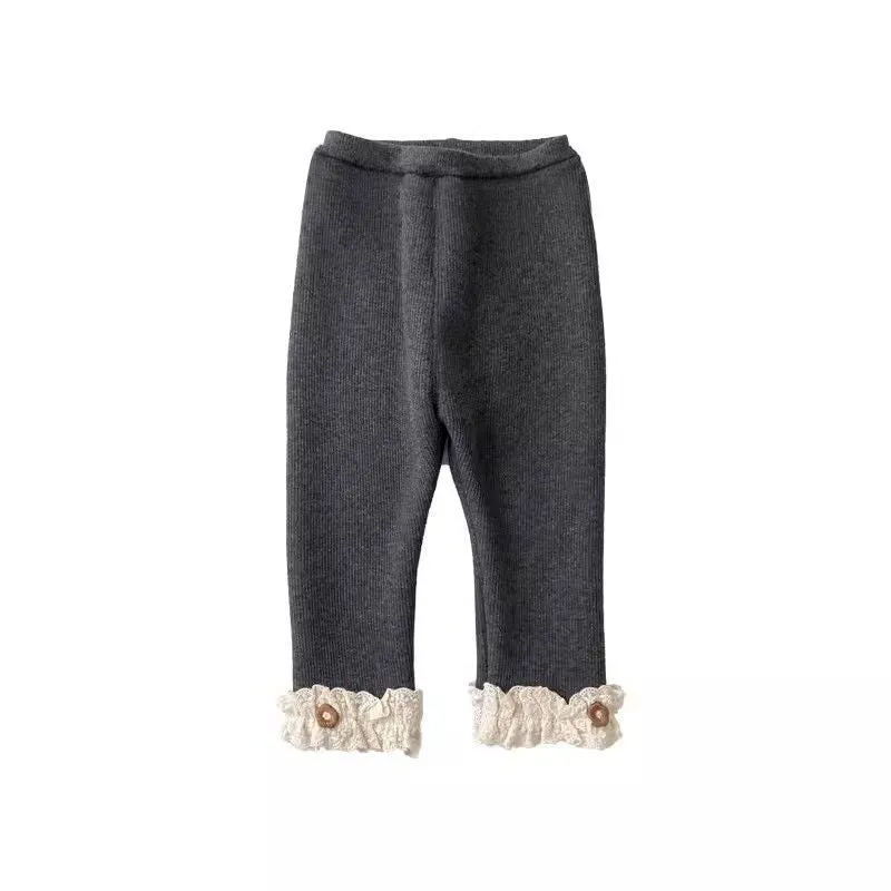 Girls velvet padded leggings in gray, black, milky white, and brown for heights 80-130cm