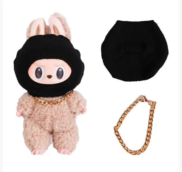 Plush doll dress up accessories set including headdress and necklace