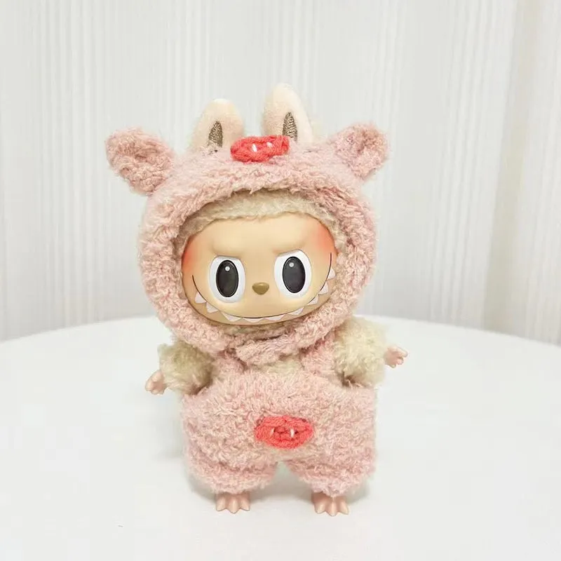 15cm doll clothes pendant in plush fabric, removable and washable, featuring a themed suit design for small dolls