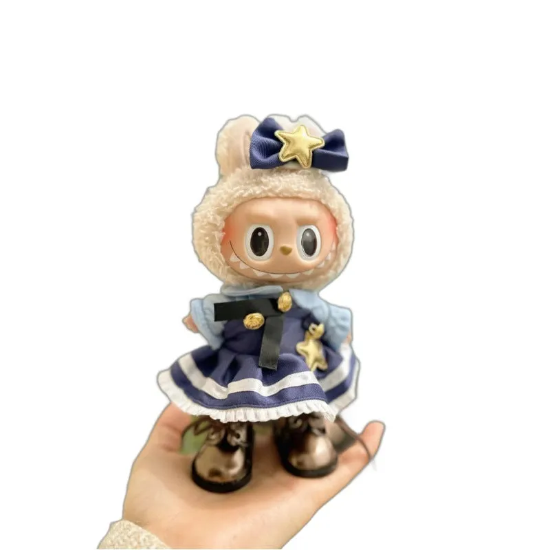 15cm doll clothes pendant in plush fabric, removable and washable, featuring a themed suit design for small dolls