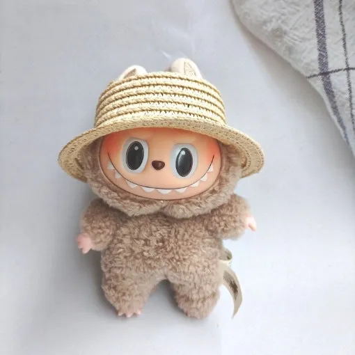 Papyrus straw hat in beige with curtain cloth ear leakage design for sun protection