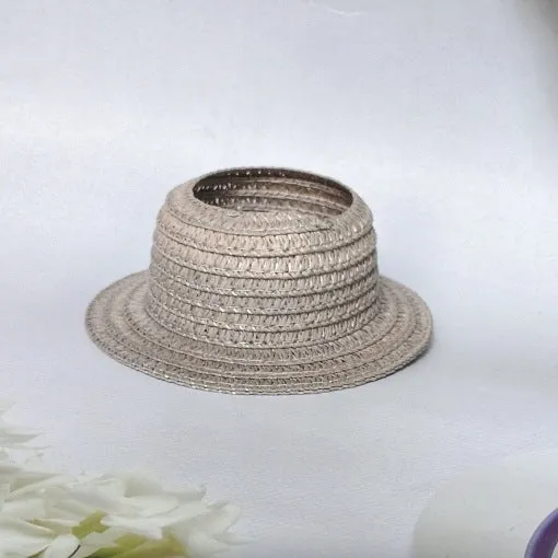 Papyrus straw hat in beige with curtain cloth ear leakage design for sun protection