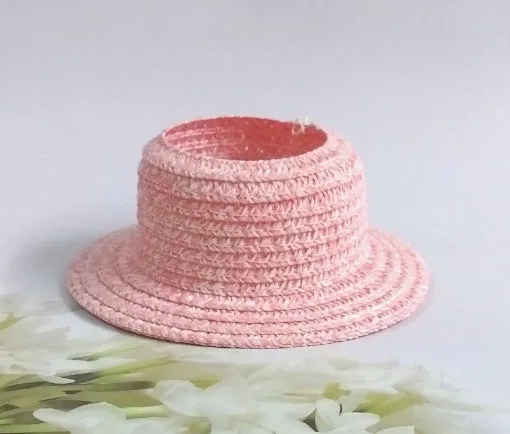 Papyrus straw hat in beige with curtain cloth ear leakage design for sun protection