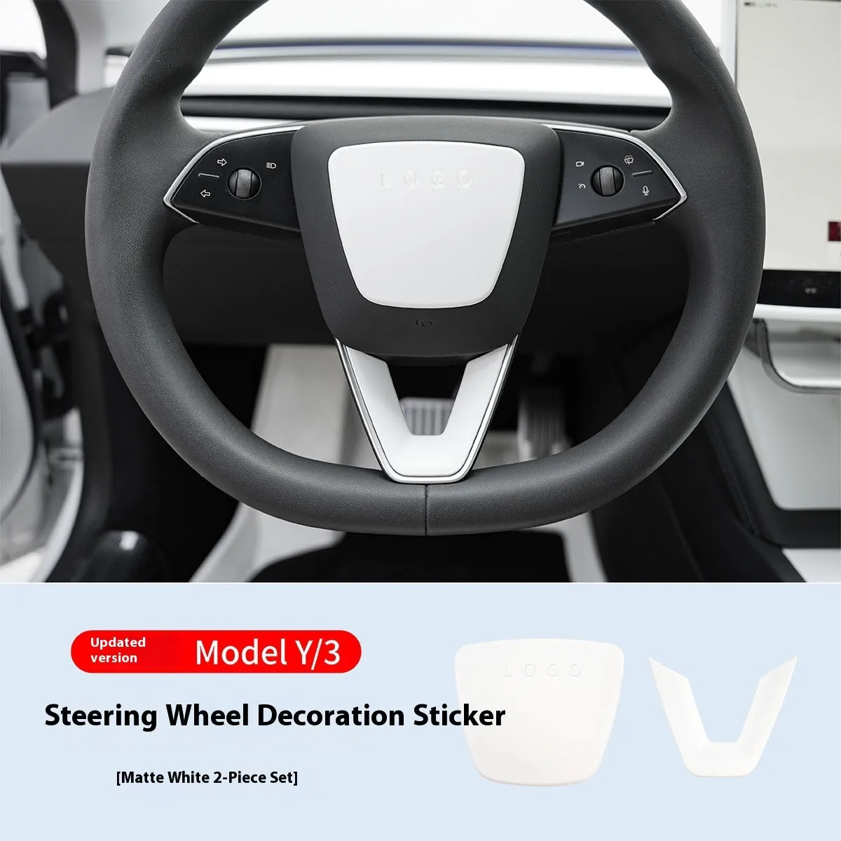 White steering wheel protective patch with decorative shell design on car steering wheel