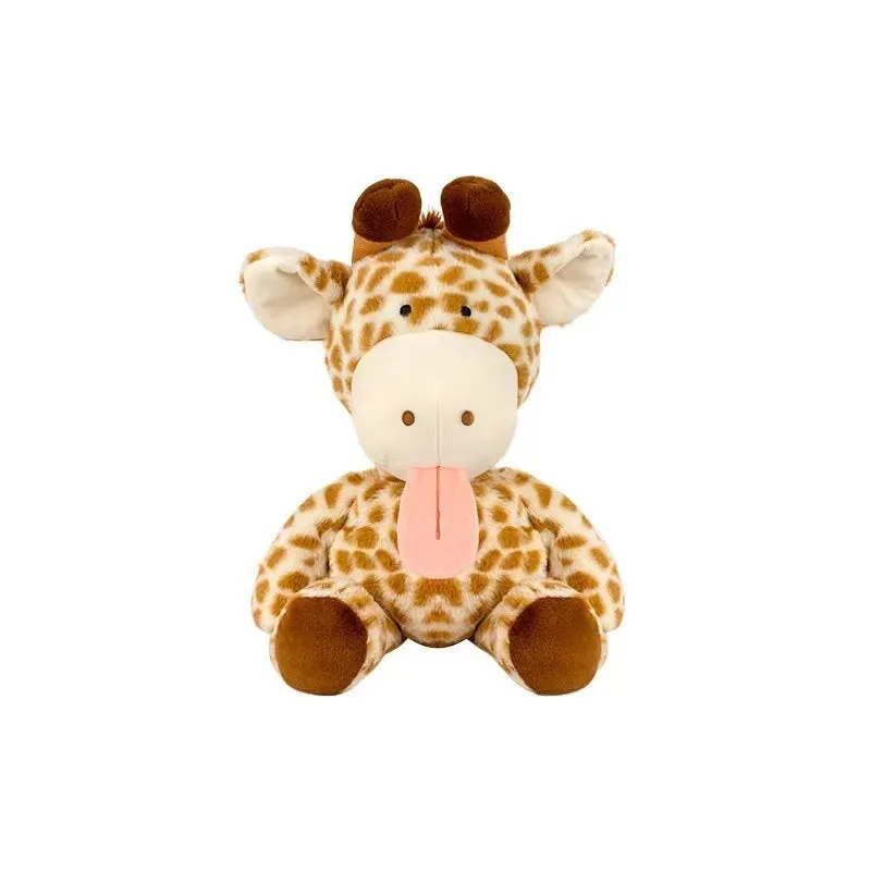 Giraffe plush toy key chain pull wire rotating pendant in sitting posture, super soft short plush, PP cotton