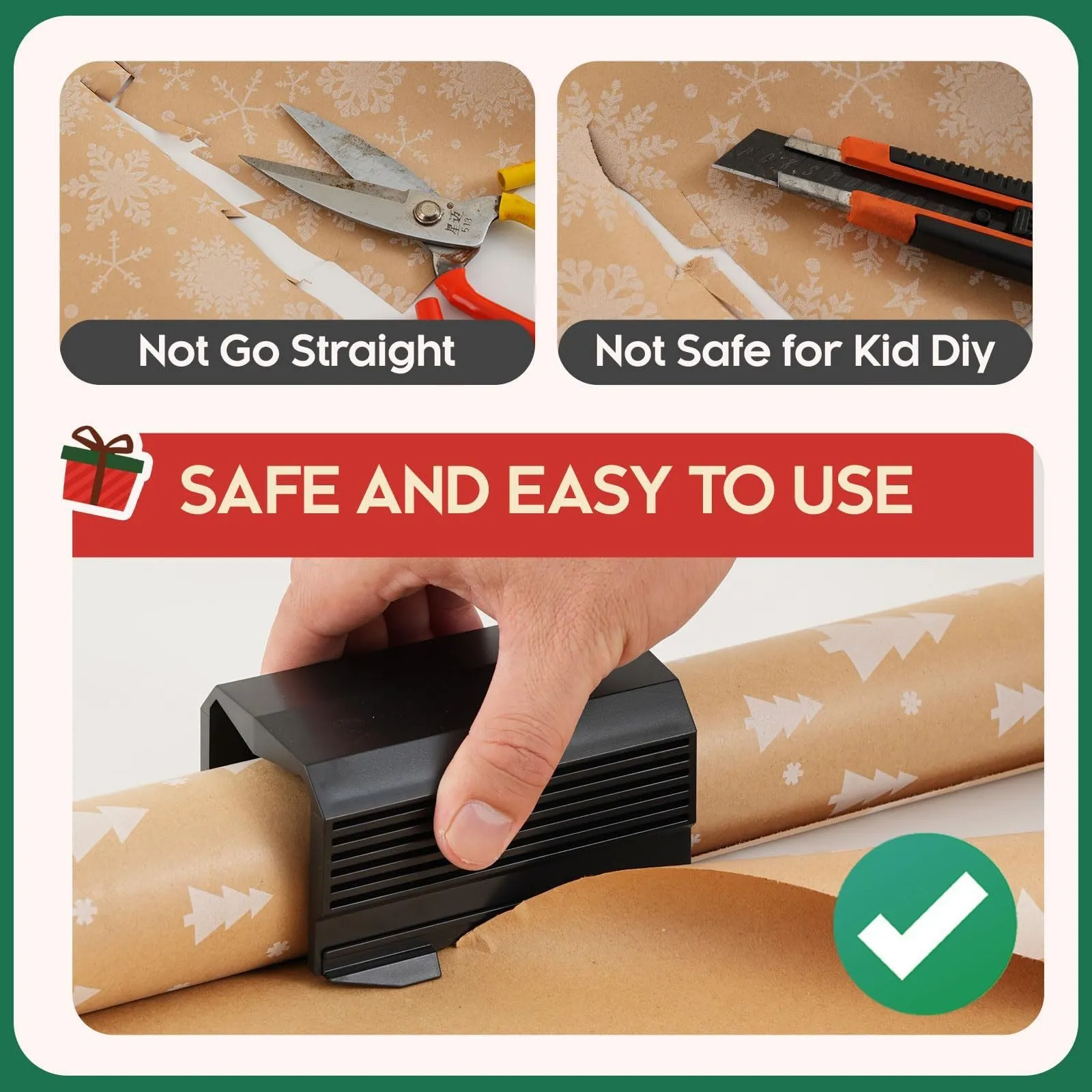 Plastic roll paper scroll cutter in black, red, or green colour options