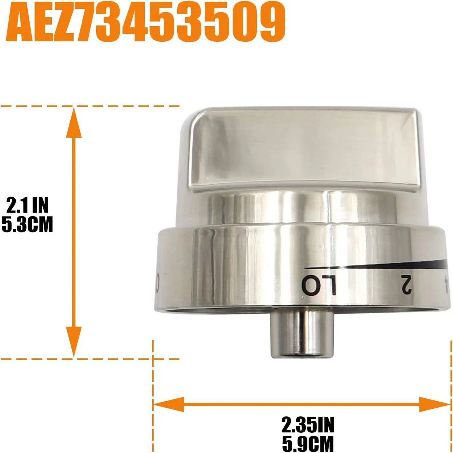Silver metal oven stove control knob 5.3cm diameter replacement part