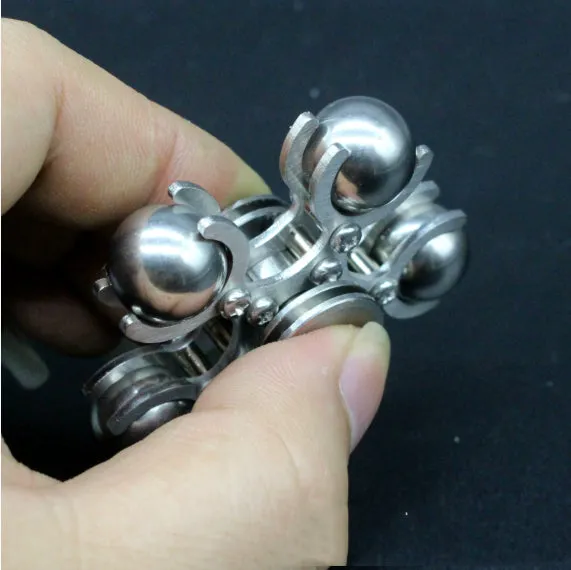 Silver spinning creative ferris wheel fingertip gyro on a neutral background