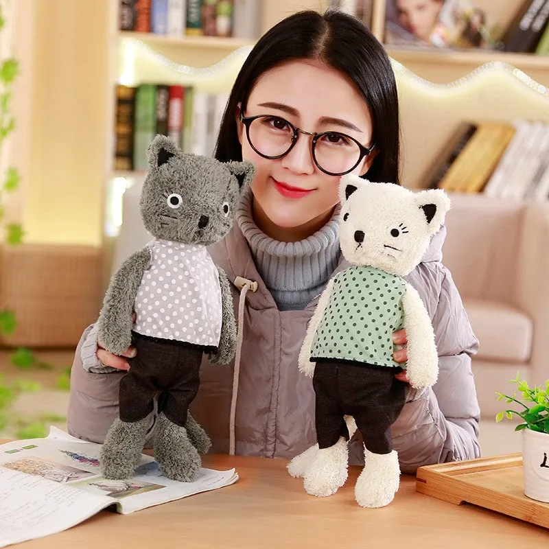 Dressing kitty plush toy in one of ten styles, ultra-soft short plush, PP cotton filling, available in 25cm to 75cm heights