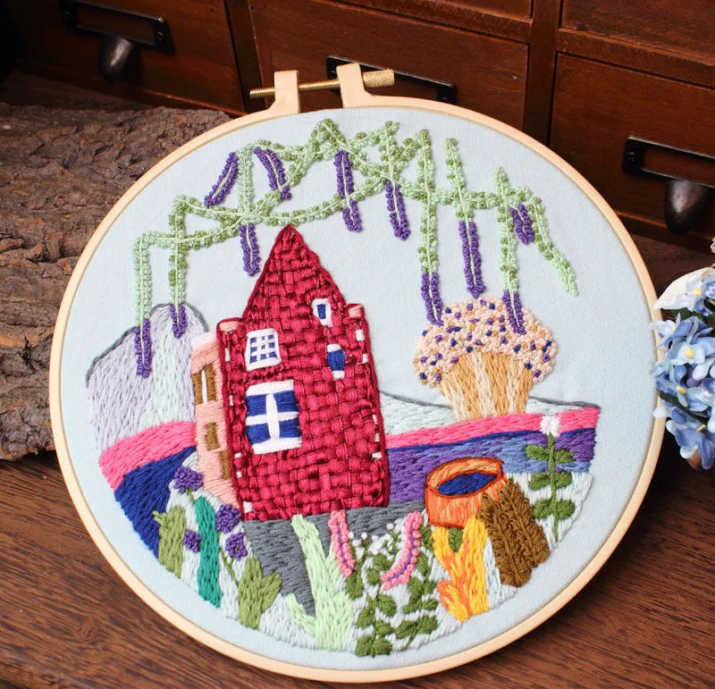 Handmade embroidery material package with cotton cloth 30x30cm and water-resistant printed fabric
