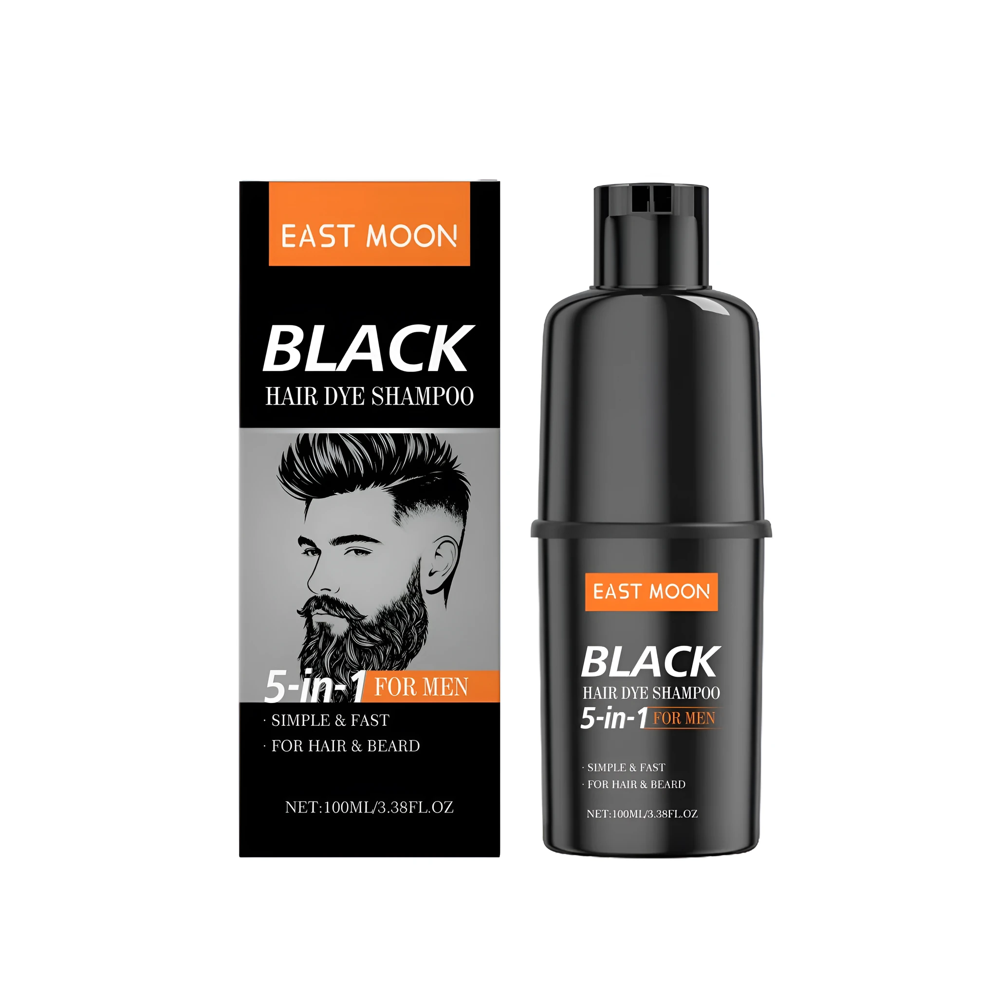 Men's Hair Dye Shampoo 100ml bottle with black colour and natural extracts label