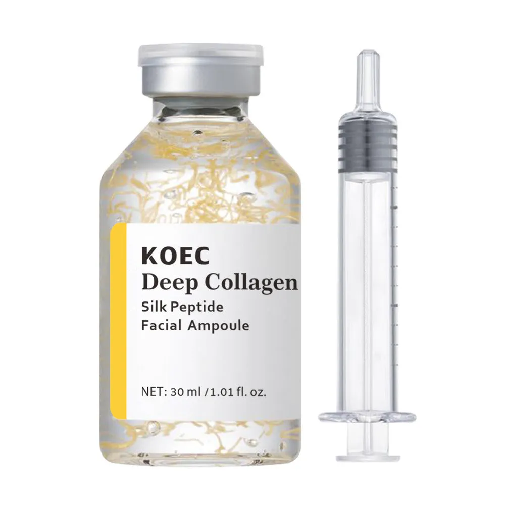 Collagen Polypeptide Ampoule Needle Solution 30ml glass bottle with dropper on white background