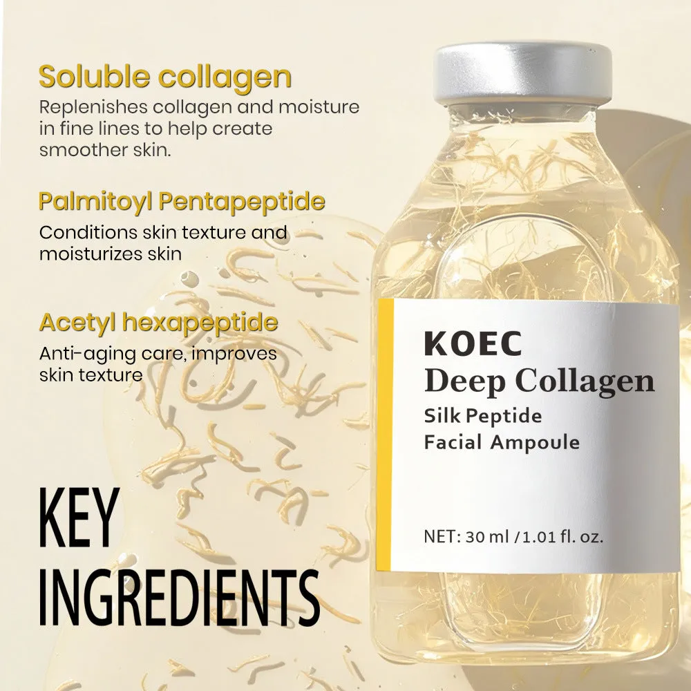 Collagen Polypeptide Ampoule Needle Solution 30ml glass bottle with dropper on white background