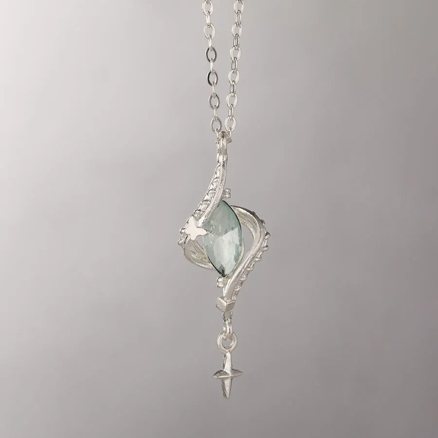 Mori style winding hollow out creative pendant necklace with adjustable cross chain