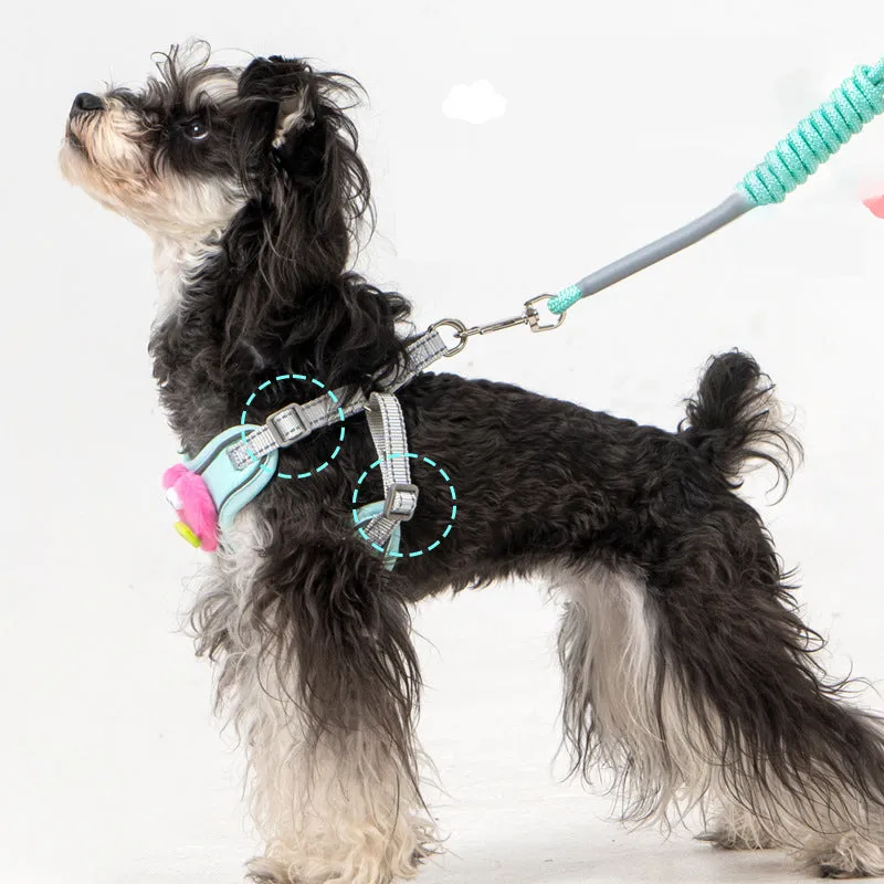 No pull dog harness with leash in blue, soft adjustable escape proof vest for medium dogs with reflective stitching