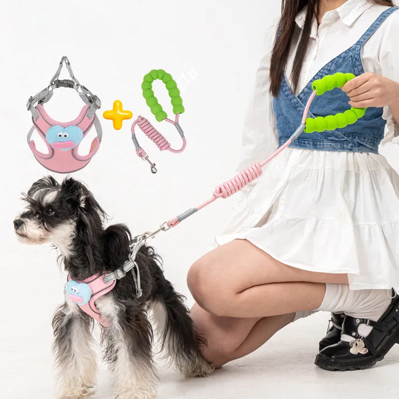No pull dog harness with leash in blue, soft adjustable escape proof vest for medium dogs with reflective stitching