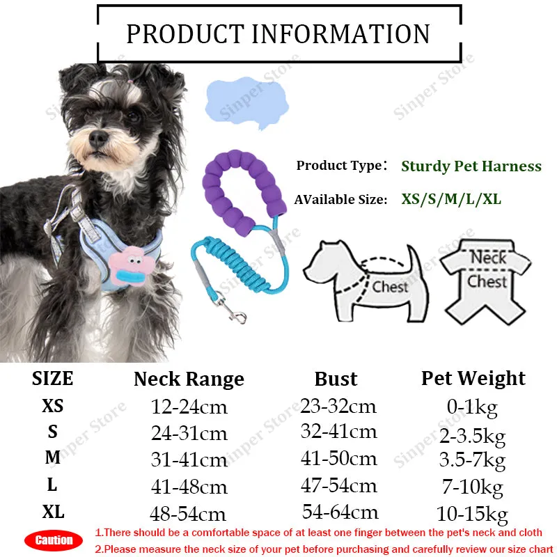 No pull dog harness with leash in blue, soft adjustable escape proof vest for medium dogs with reflective stitching
