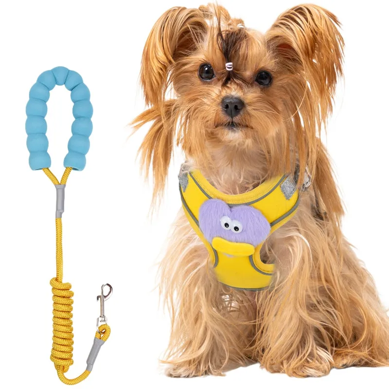No pull dog harness with leash in blue, soft adjustable escape proof vest for medium dogs with reflective stitching