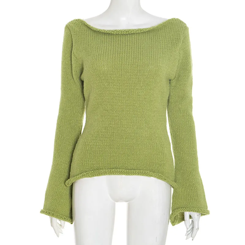 New solid colour slim-fit bell sleeve t-shirt with boat neck in burgundy, front view on model