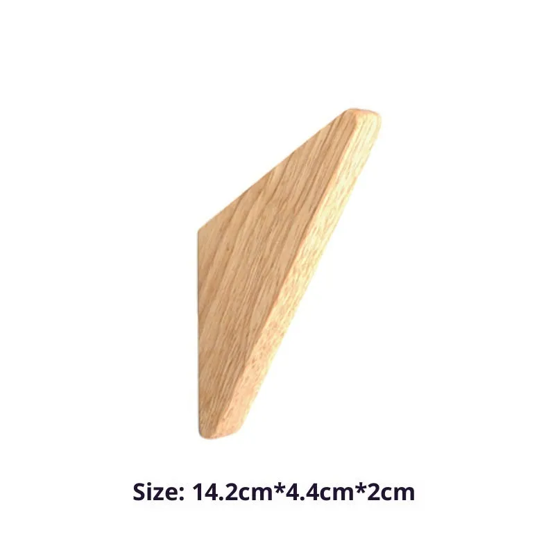 Triangle rubber wood wall hook with modern minimalist design for hanging coats and bags