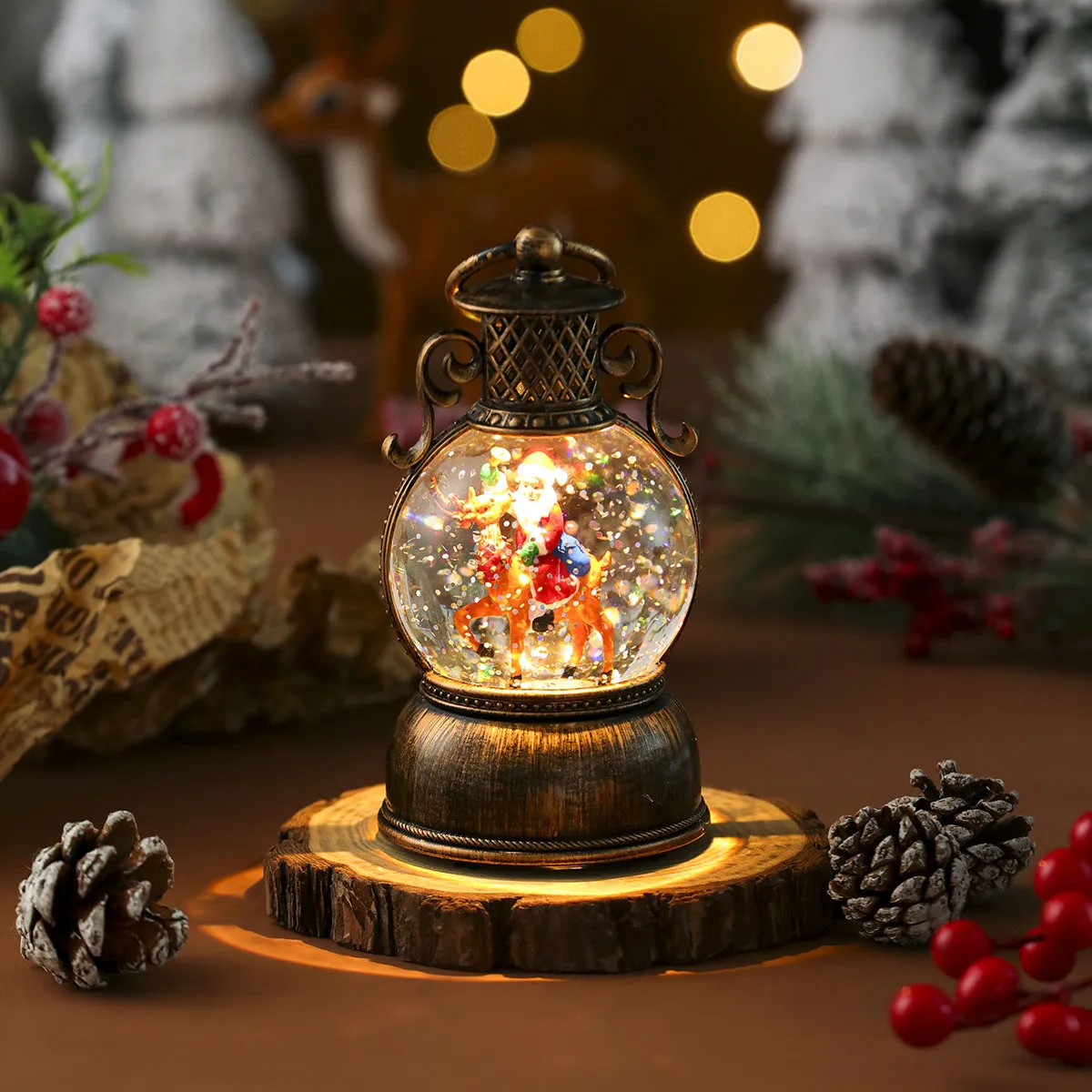 USB music snowflake Christmas light resin ornament with snowflake pattern, 88 × 15 cm, four styles including old man holding bear