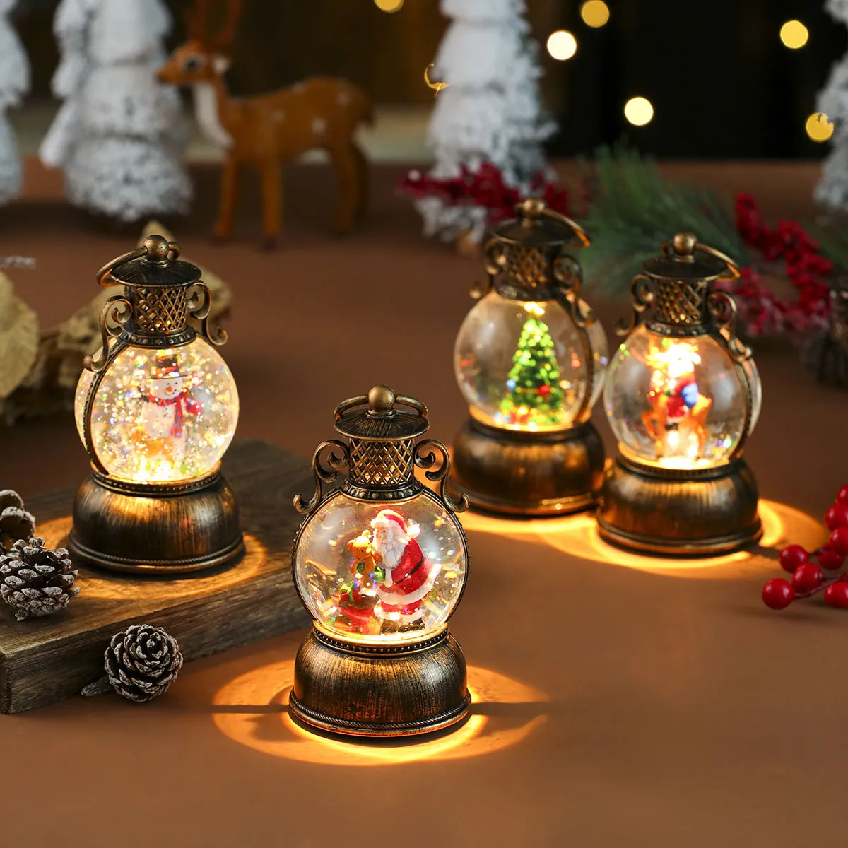 USB music snowflake Christmas light resin ornament with snowflake pattern, 88 × 15 cm, four styles including old man holding bear