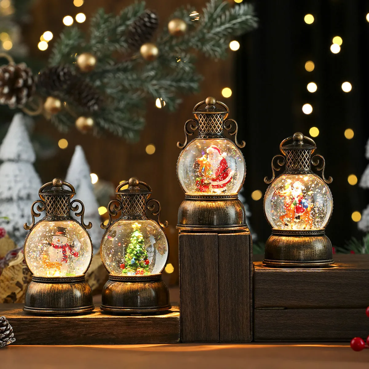 USB music snowflake Christmas light resin ornament with snowflake pattern, 88 × 15 cm, four styles including old man holding bear