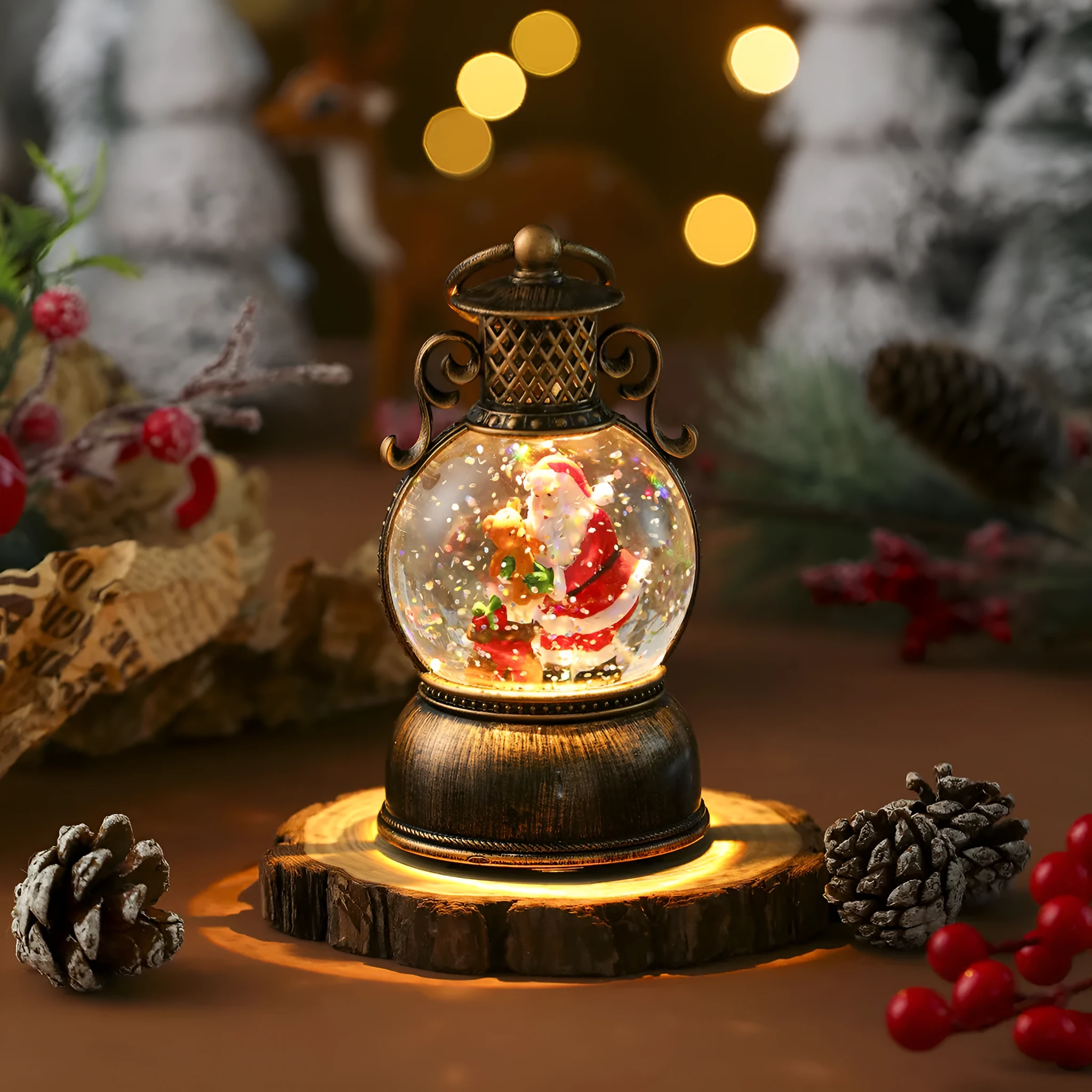USB music snowflake Christmas light resin ornament with snowflake pattern, 88 × 15 cm, four styles including old man holding bear