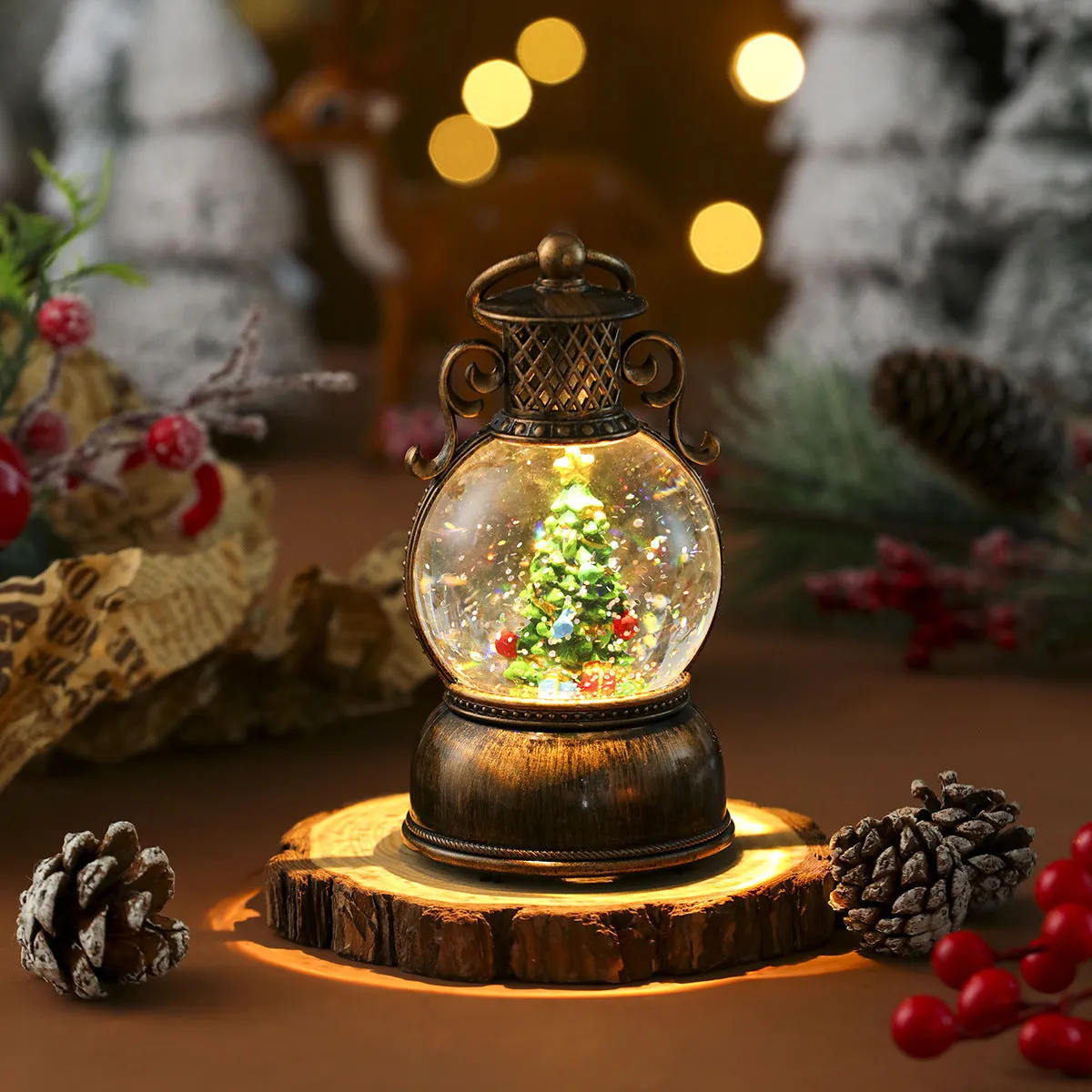 USB music snowflake Christmas light resin ornament with snowflake pattern, 88 × 15 cm, four styles including old man holding bear
