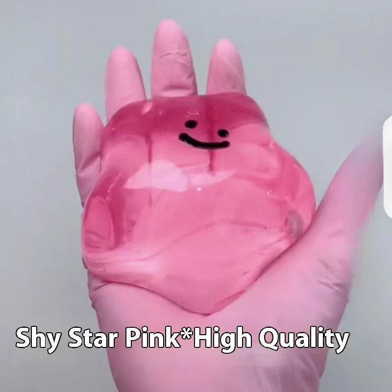 Decompression bubble slow rebound compressable musical toy in pink smiley ball design, made from TPR material for children's stress relief and sensory play