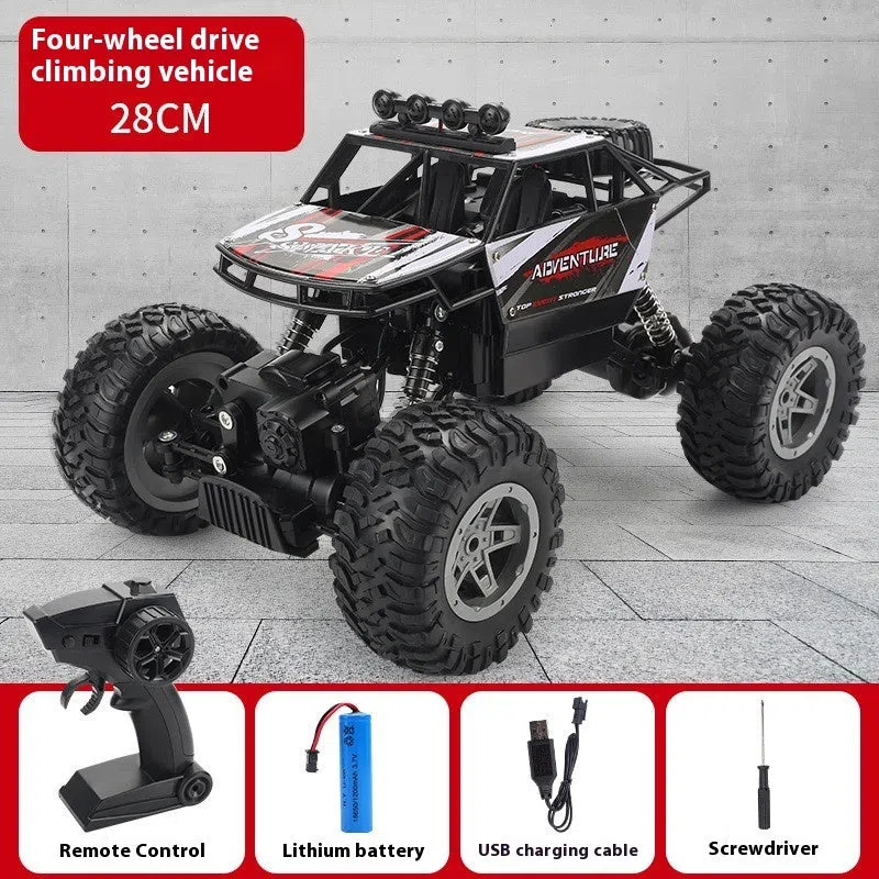 Children's remote control off-road model car in fire blue with four-wheel drive and rechargeable battery