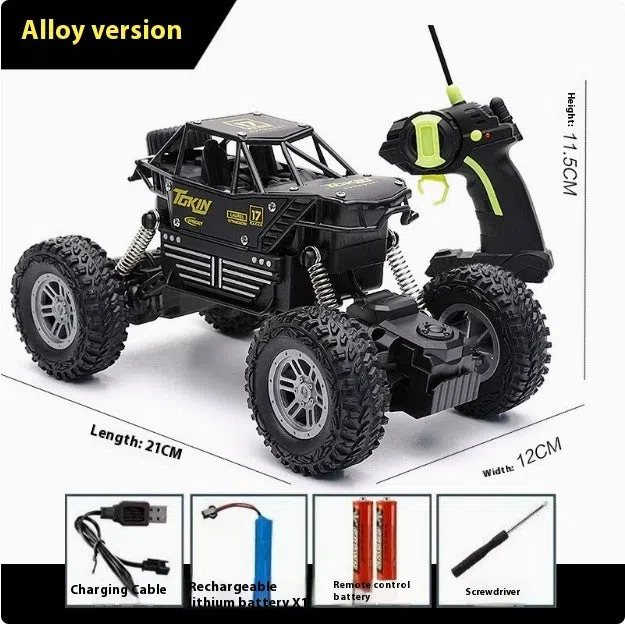 Children's remote control off-road model car in fire blue with four-wheel drive and rechargeable battery