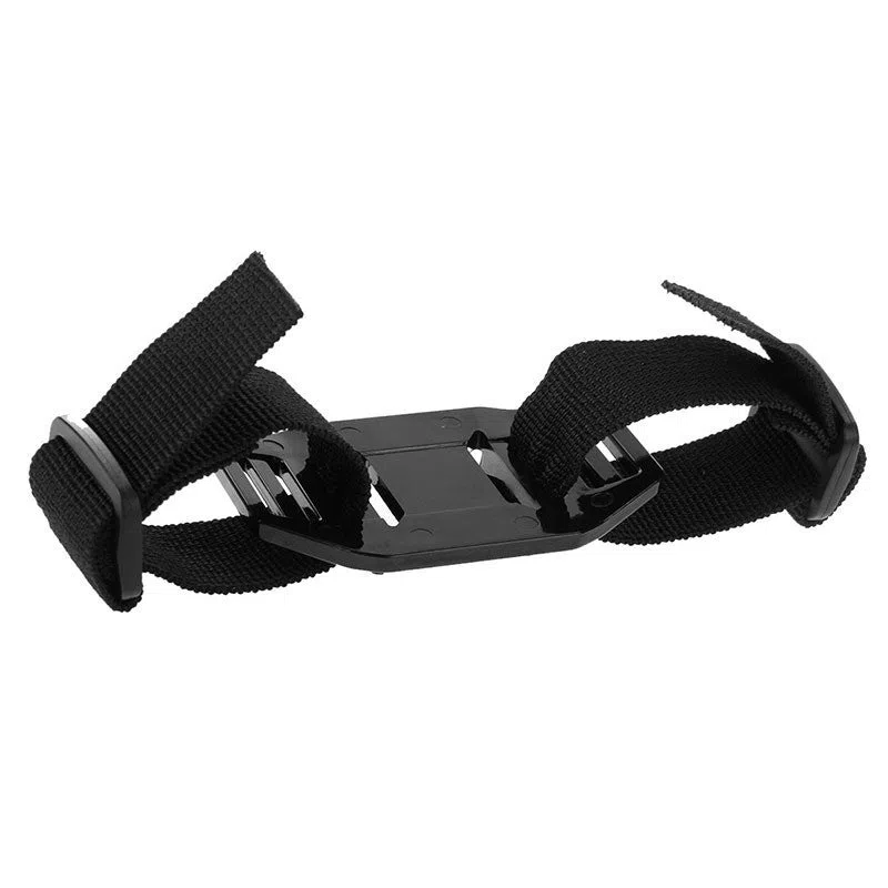 Black nylon bicycle helmet strap with fixed mount for DJI Osmo Action and GoPro camera