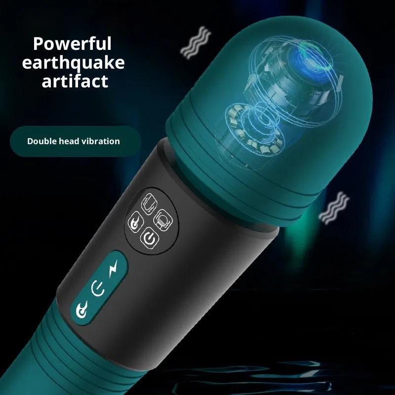 Double-headed AV wand with LCD screen and warming function in Noble Purple, rechargeable silicone vibrator