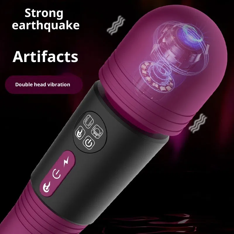 Double-headed AV wand with LCD screen and warming function in Noble Purple, rechargeable silicone vibrator