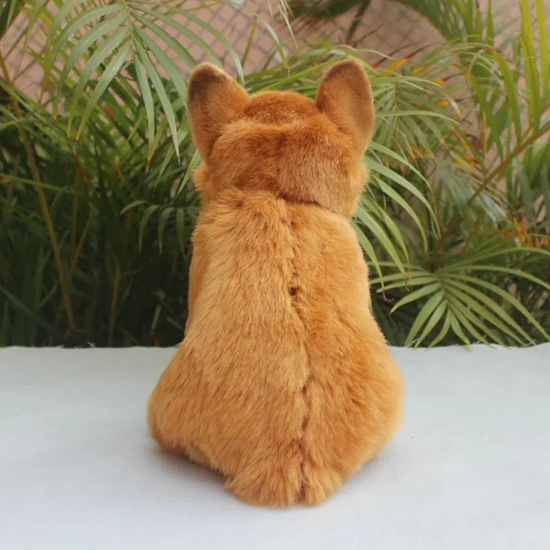 Simulated corgi dog puppy doll plush toy with velvet surface, 28 cm long, sitting pose
