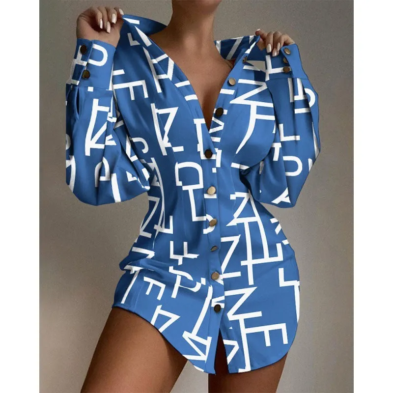 Women's Hong Kong style art retro shirt with printed waist fastener decoration in cashmere matel silk fabric