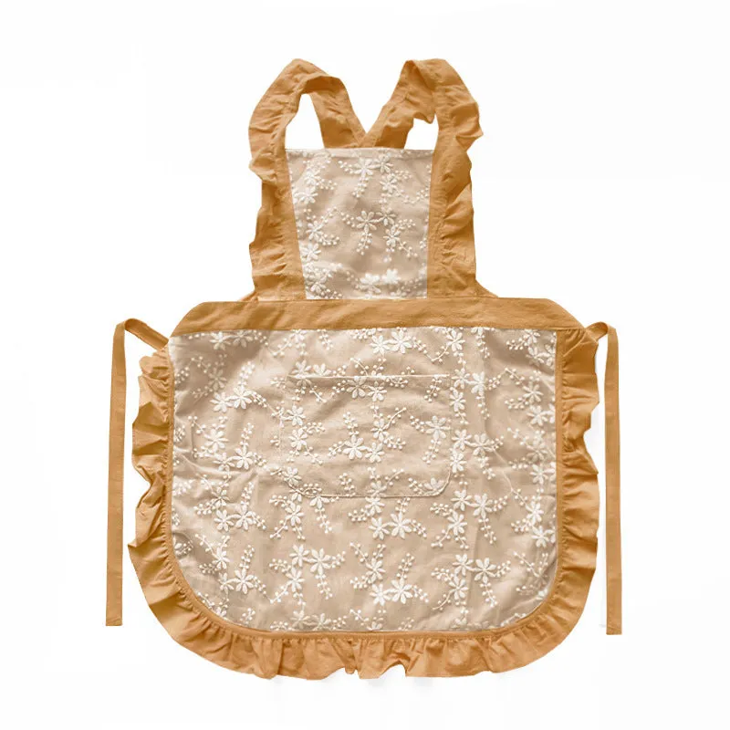 Minimalist cotton linen kitchen apron with X strap design in light pink solid colour