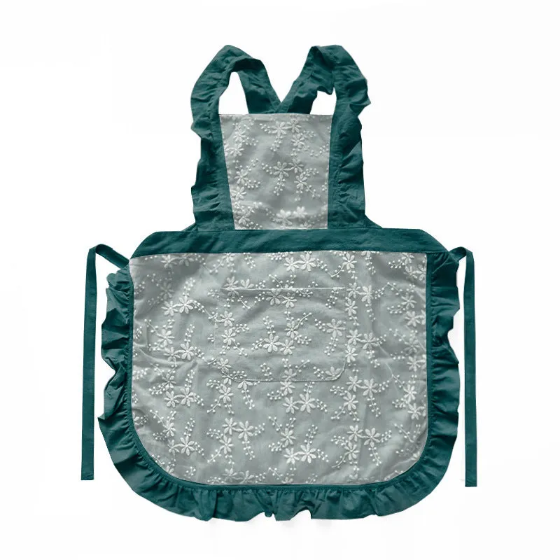Minimalist cotton linen kitchen apron with X strap design in light pink solid colour