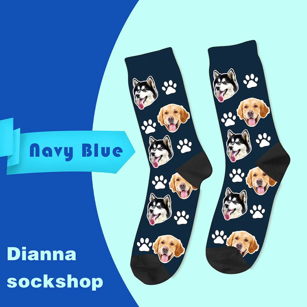 Personalised mid-calf tube socks with cartoon print customisation in multiple colour options