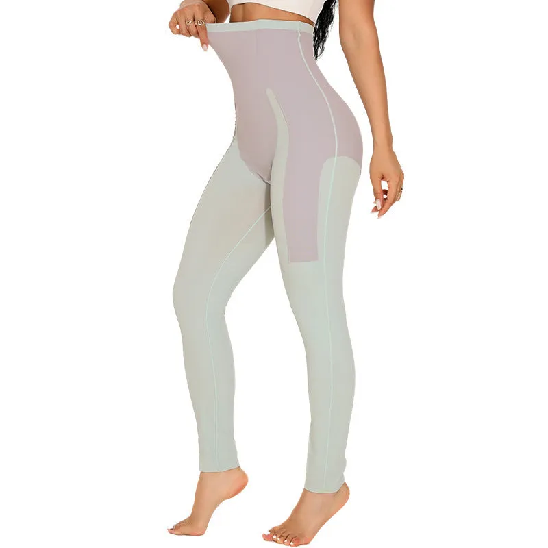 Women's black belly contracting yoga trousers with seamless design and lumbar support