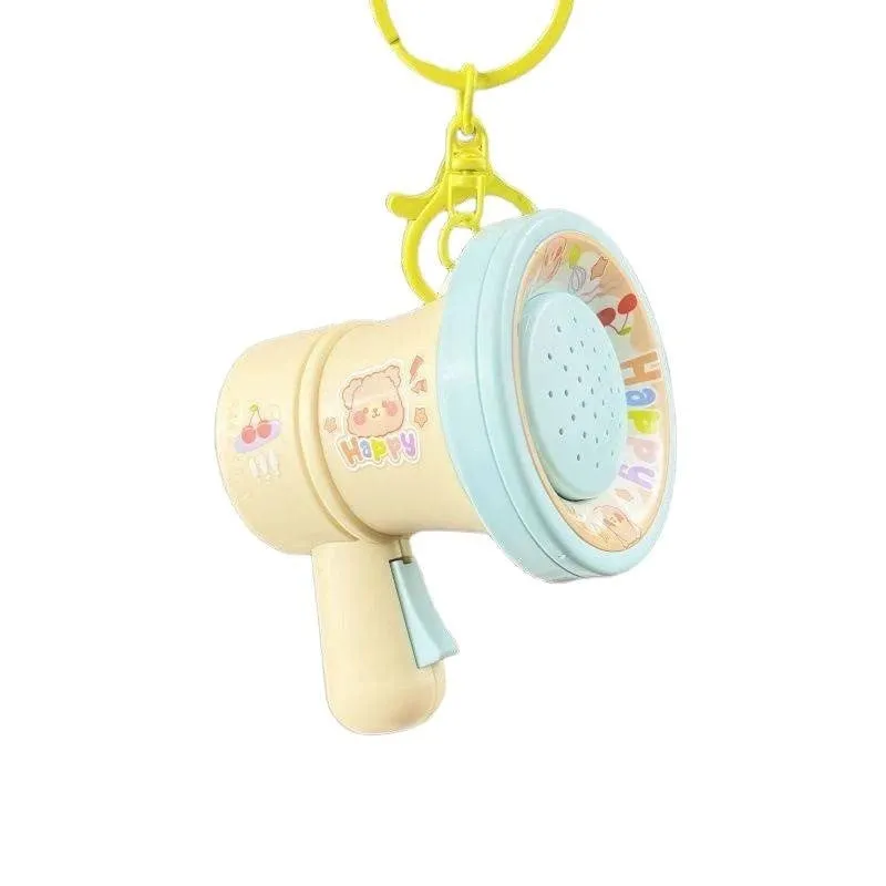Cartoon recording small horn keychain toy ornament in green and yellow colours
