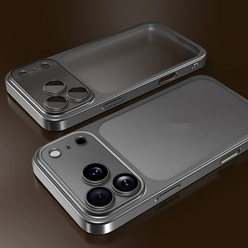 Frosted electroplating all-inclusive protective phone case for iPhone 17 series in multiple colours.