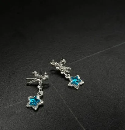 Galvanised geometric Chinese-style earrings with petal elements in zinc alloy