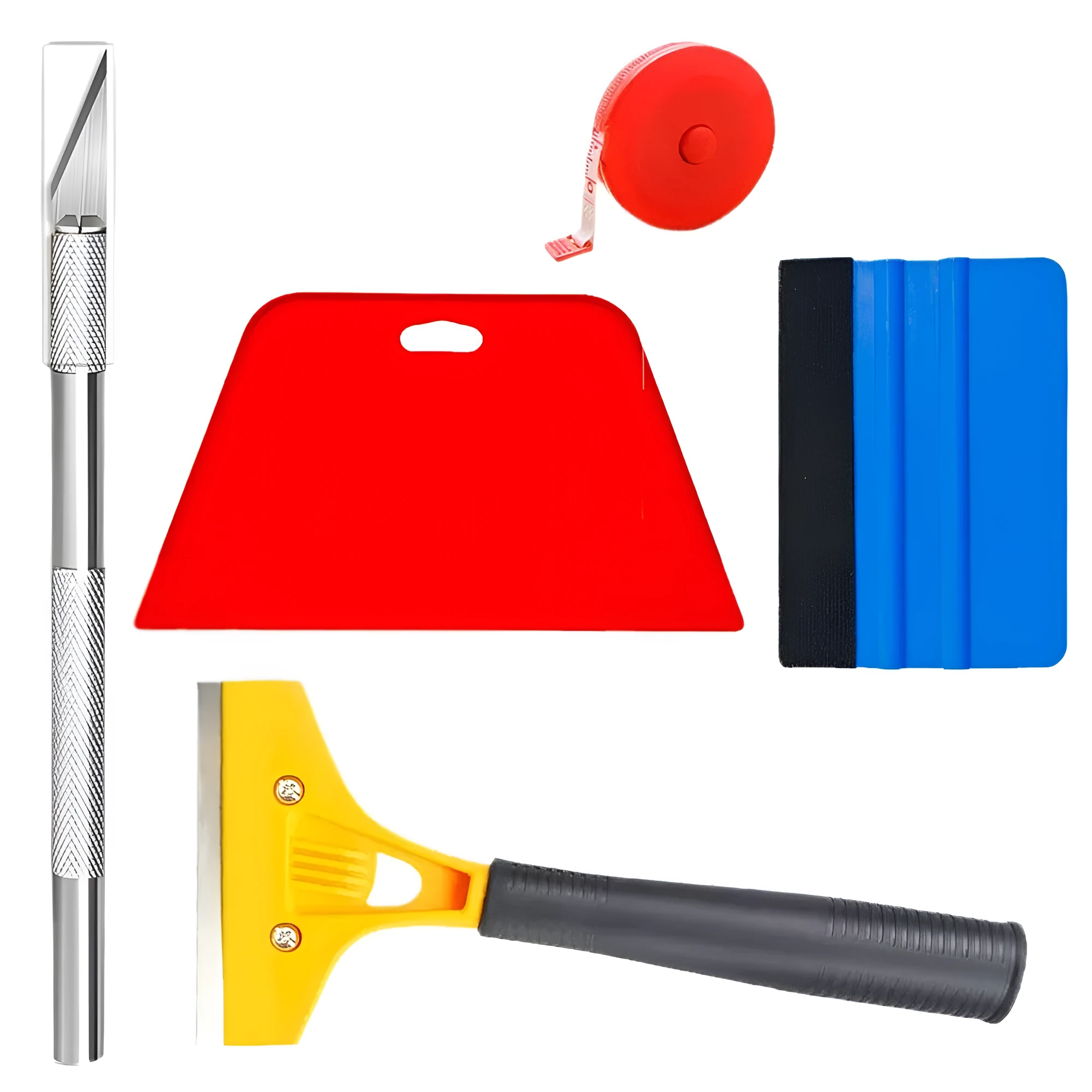 Plastic car film smoothing tool set for automotive window tint and vinyl wrap application.