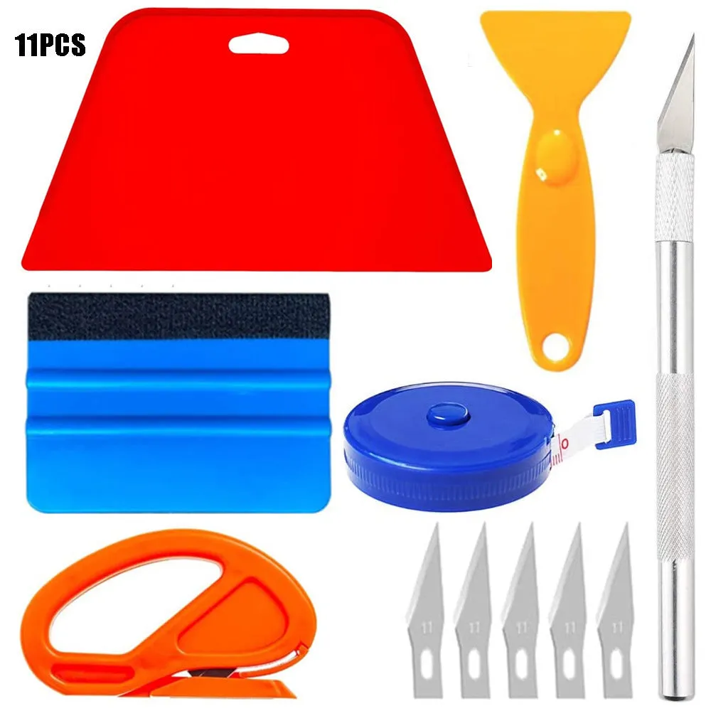 Plastic car film smoothing tool set for automotive window tint and vinyl wrap application.