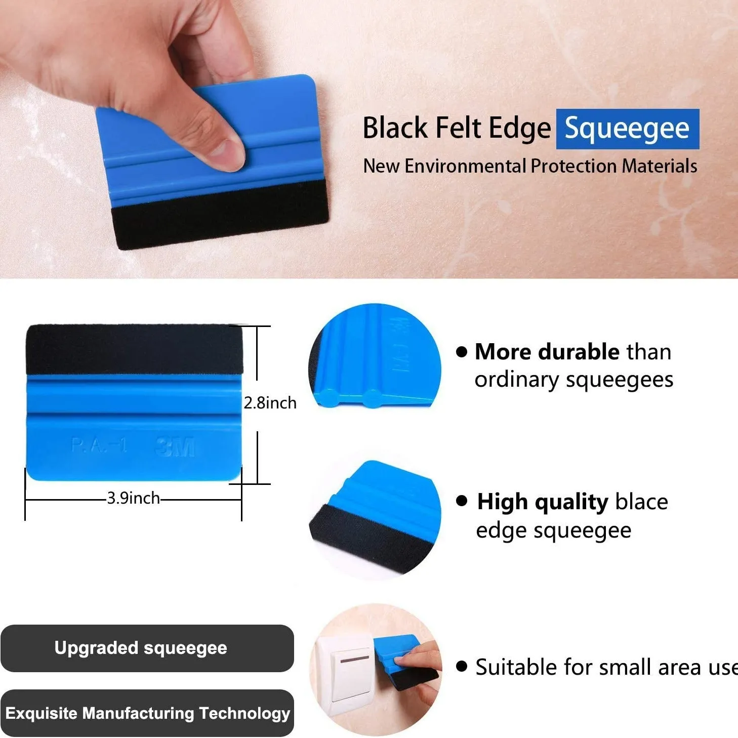 Plastic car film smoothing tool set for automotive window tint and vinyl wrap application.