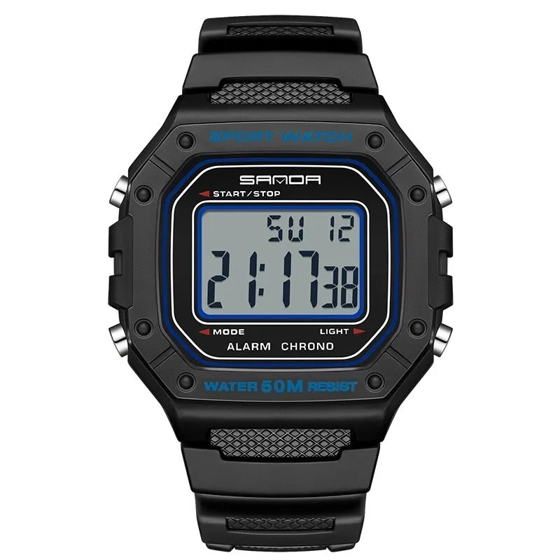 Youth electronic waterproof watch with alarm function in multiple colour options